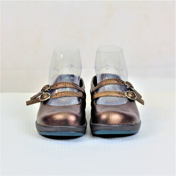 Sanita Danish Design Metallic Bronze Leather Mary Jane Women Clog Shoes - Picture 13 of 16